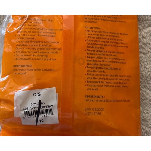 Hot Paws Toe Warmers 3 Packaages 18 Pairs - Up To 6 Hours Heat Expires 2025 - Picture 3 of 4